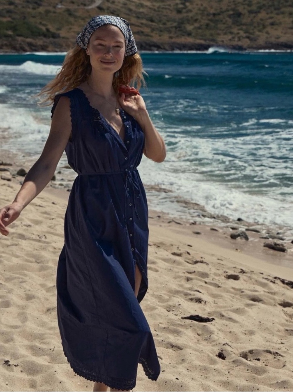 Doen Saison broderie anglaise-trimmed Maxi Dress Navy XL - Picture 11 of 11
